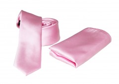    NM Satin Slim Krawatte Set - Rosa Unifarbige Krawatten